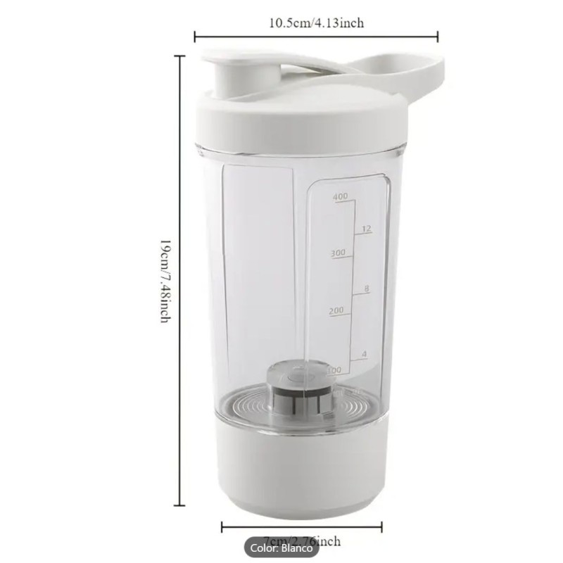 Taza eléctrica portátil 400 ml, recargable con mezcla automática.