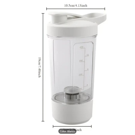 Taza eléctrica portátil 400 ml, recargable con mezcla automática.