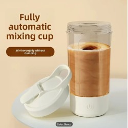 Taza eléctrica portátil 400 ml, recargable con mezcla automática.