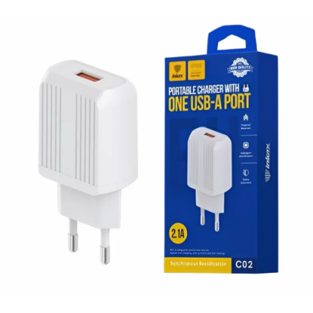 Cargador Inkax USB-A 2.1a blanco