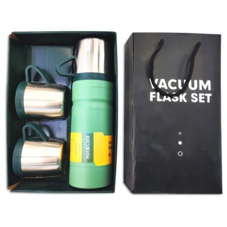 Set de Termo + 3 Vasos de Acero Inoxidable (650 ml)