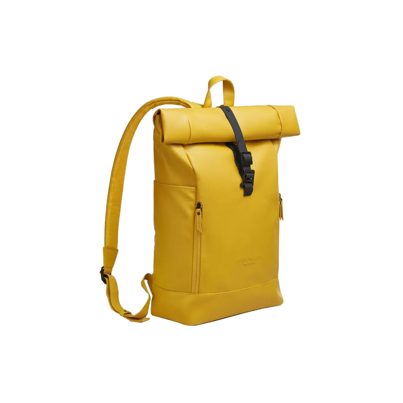 Mochila Gaston Luga impermeable amarilla con cierre enrollable