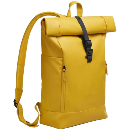 Mochila Gaston Luga impermeable amarilla con cierre enrollable