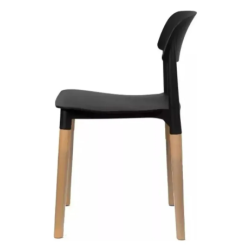 Silla de Comedor Milán Negra Nórdica de Plástico y Madera