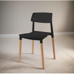 Silla de Comedor Milán Negra Nórdica de Plástico y Madera