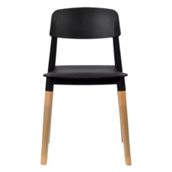 Silla de Comedor Milán Negra Nórdica de Plástico y Madera