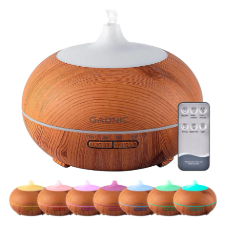 Difusor Aromático con Luces LED y Control Remoto | Humidificador Ultrasónico 300ml