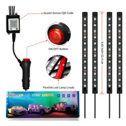 Luces LED Interiores Auto con Control Remoto y Sincronización Musical