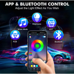Luces LED Interiores Auto con Control Remoto y Sincronización Musical