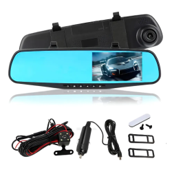 Espejo Retrovisor Full HD con Cámara Frontal y Reversa 4.3”