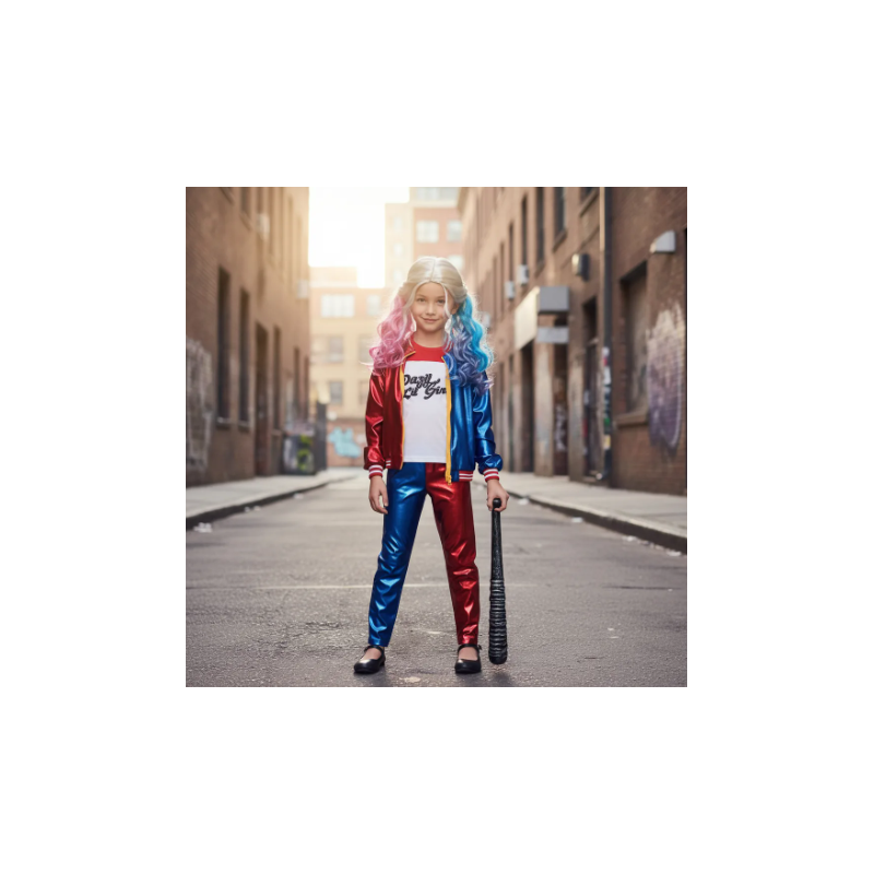 Disfraz infantil rojo y azul con remera, campera y pantalón