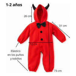 Disfraz bebé diablito polar con capucha y velcro frontal