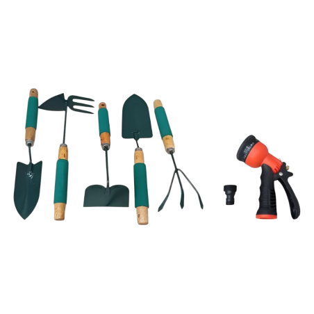 Set de Herramientas de Jardinería + Pistola 7 Modos (6 uds)