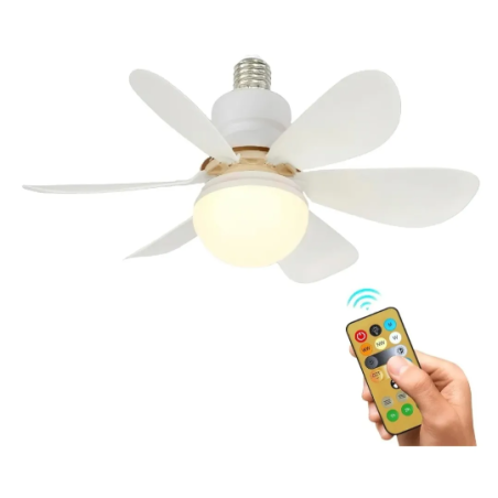 Ventilador Lámpara LED E27 con Control Remoto – 3 Velocidades y Luz Regulable