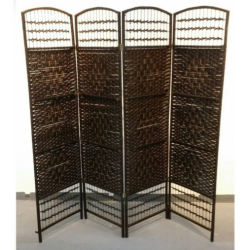 Biombo Plegable de Ratán 180×180 cm Marrón Oscuro