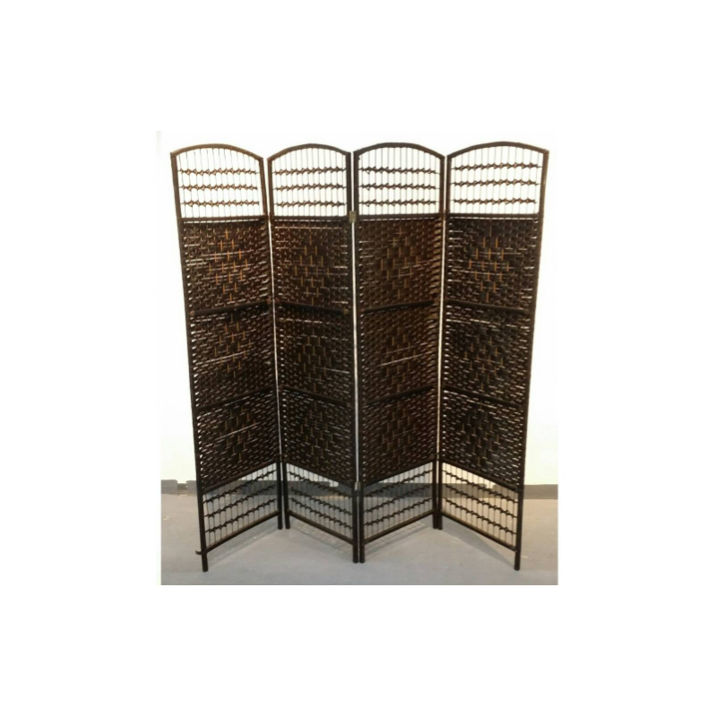 Biombo Plegable de Ratán 180×180 cm Marrón Oscuro