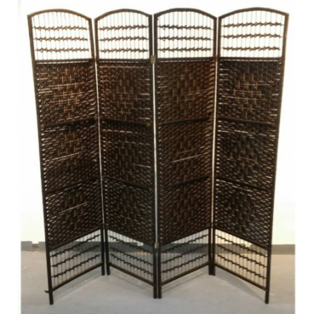 Biombo Plegable de Ratán 180×180 cm Marrón Oscuro