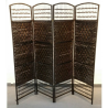 Biombo Plegable de Ratán 180×180 cm Marrón Oscuro