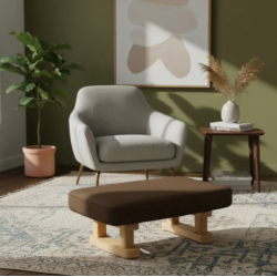 Mini Taburete Posapiés con Patas de Madera 40×25×18 cm