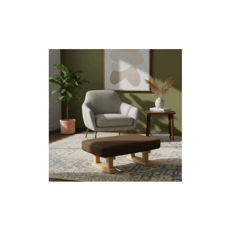 Mini Taburete Posapiés con Patas de Madera 40×25×18 cm