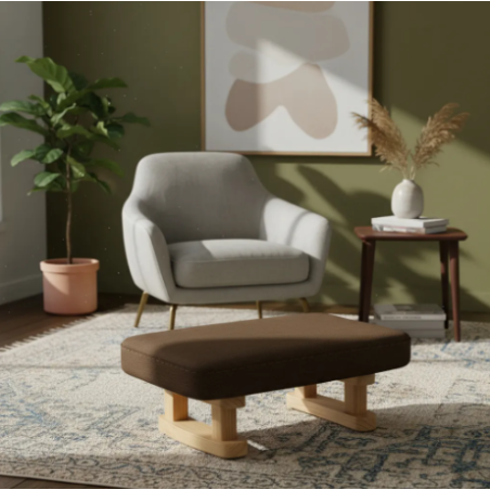 Mini Taburete Posapiés con Patas de Madera 40×25×18 cm