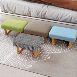 Mini Taburete Posapiés con Patas de Madera 40×25×18 cm