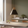 Lámpara Colgante Nórdica Campana Metal/Madera Negra Ø21,5