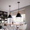 Lámpara Colgante Nórdica Campana Metal/Madera Negra Ø21,5
