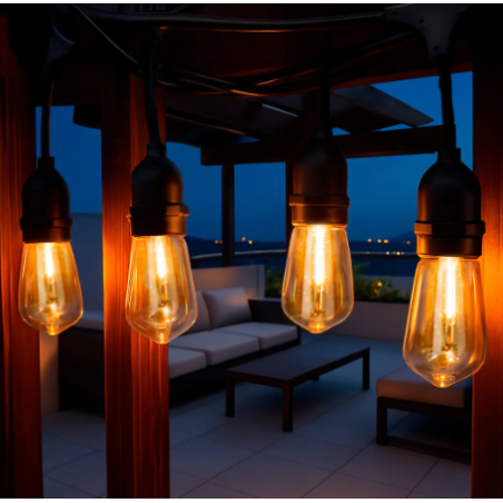 Guirnalda 10 m lámparas estilo vintage para exterior