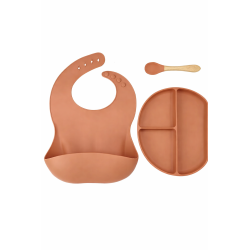 Set de Comida para Bebé de Silicona con Babero, Plato y Cuchara