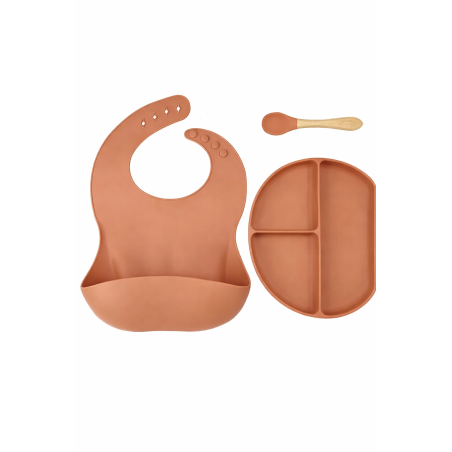 Set de Comida para Bebé de Silicona con Babero, Plato y Cuchara
