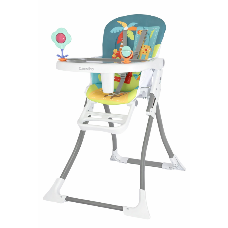 Silla de Comer Carestino Río Azul con Doble Bandeja Plegable