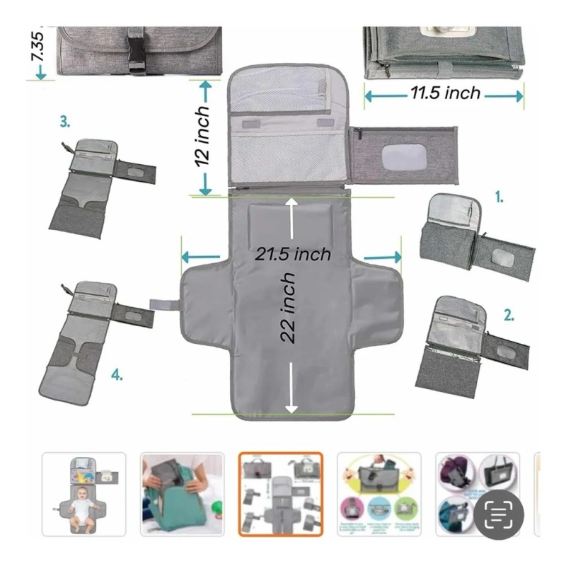 Cambiador Portátil para Bebé Impermeable con Agarre para Coche