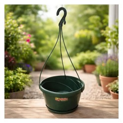 Maceta Colgante Italiana 16 cm Verde | Con plato incorporado