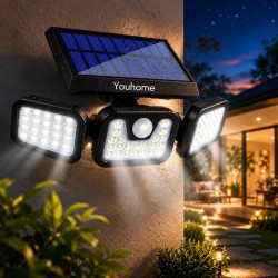 Foco Solar LED 74 LEDs con Sensor | Iluminación exterior