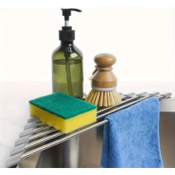 Rejilla Triangular Plegable de Acero Inoxidable WONGIRL – Organizador Esquina Fregadero