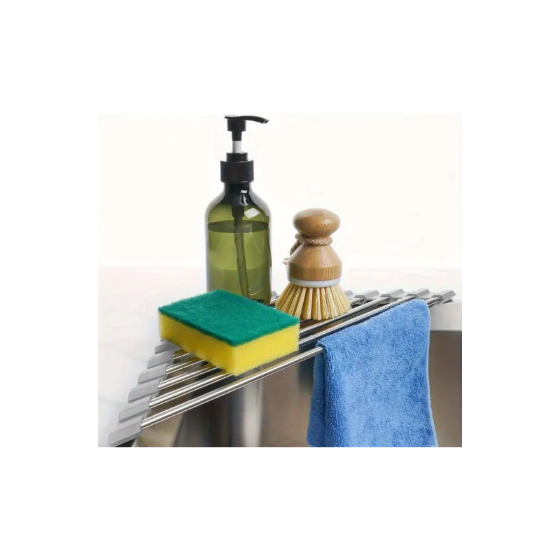 Rejilla Triangular Plegable de Acero Inoxidable WONGIRL – Organizador Esquina Fregadero