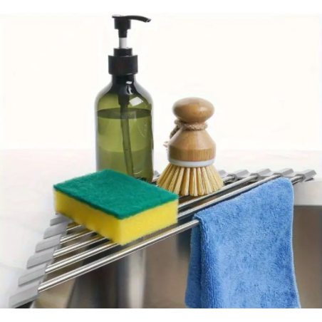 Rejilla Triangular Plegable de Acero Inoxidable WONGIRL – Organizador Esquina Fregadero