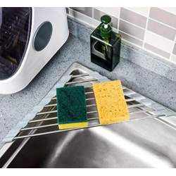 Rejilla Triangular Plegable de Acero Inoxidable WONGIRL – Organizador Esquina Fregadero