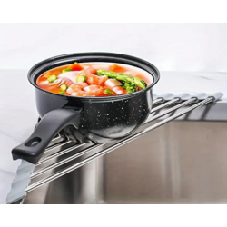 Rejilla Triangular Plegable de Acero Inoxidable WONGIRL – Organizador Esquina Fregadero